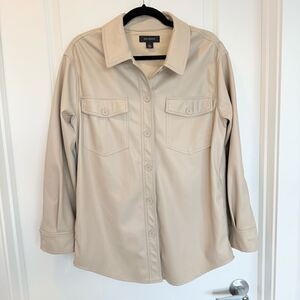 HALOGEN | faux leather shacket